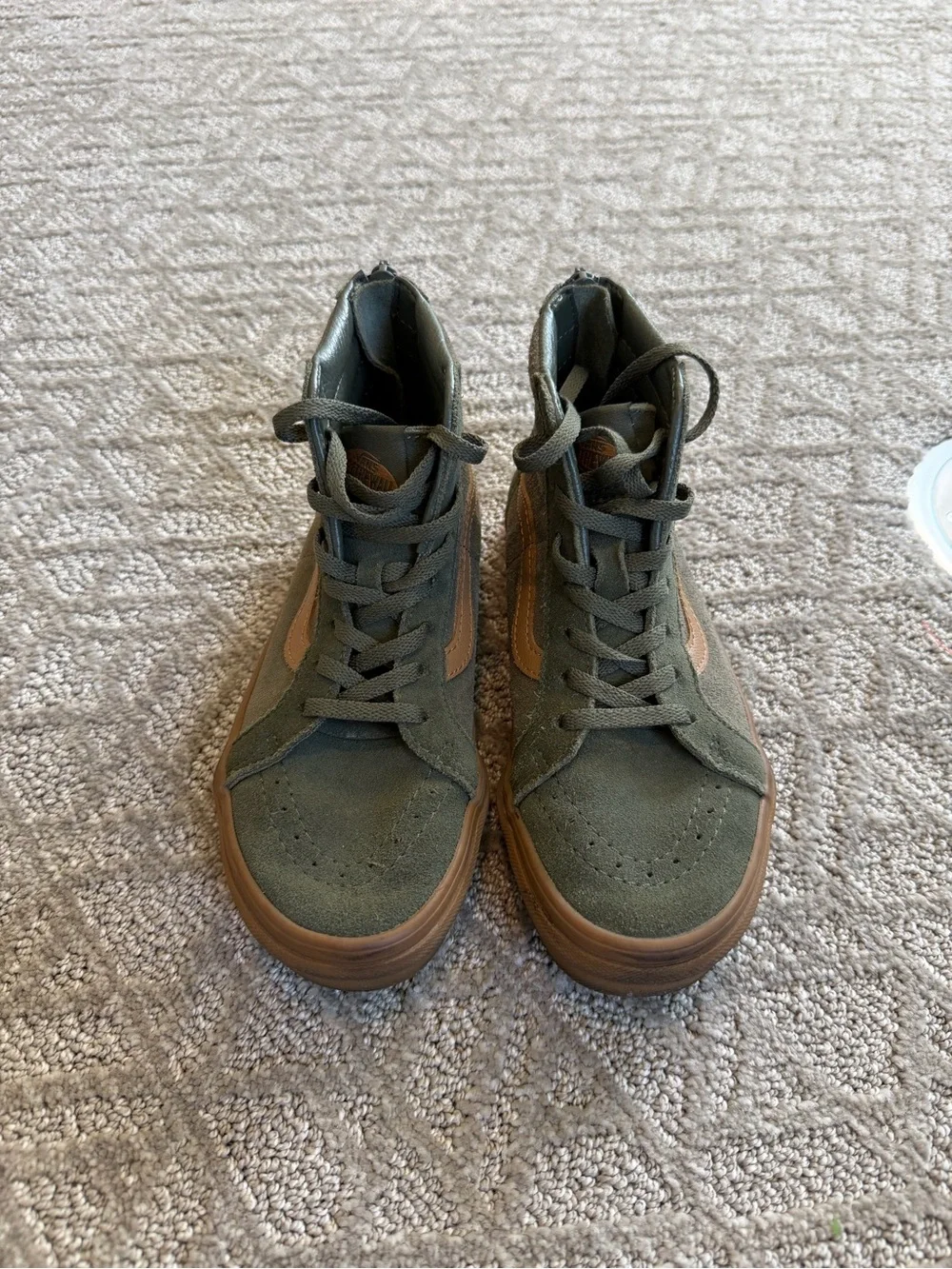 Vans Kids High-Top Sneakers in Olive Green and Brown